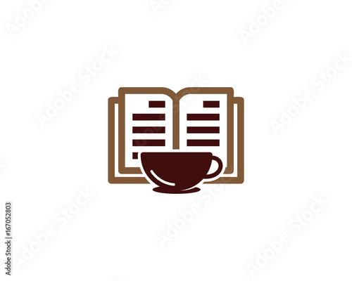 Book Coffee Icon Logo Design Element