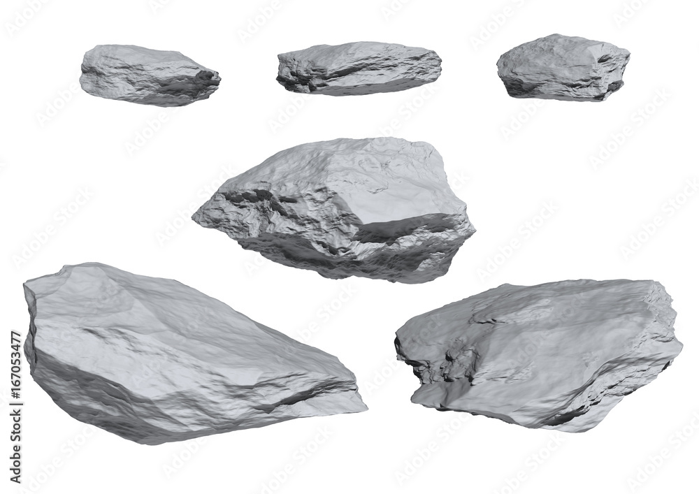 rocks set isolated on white background. rocks set isolated on white background.