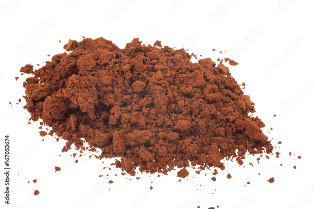 Cocoa powder isolated on a white background Cocoa powder isolated on a white background