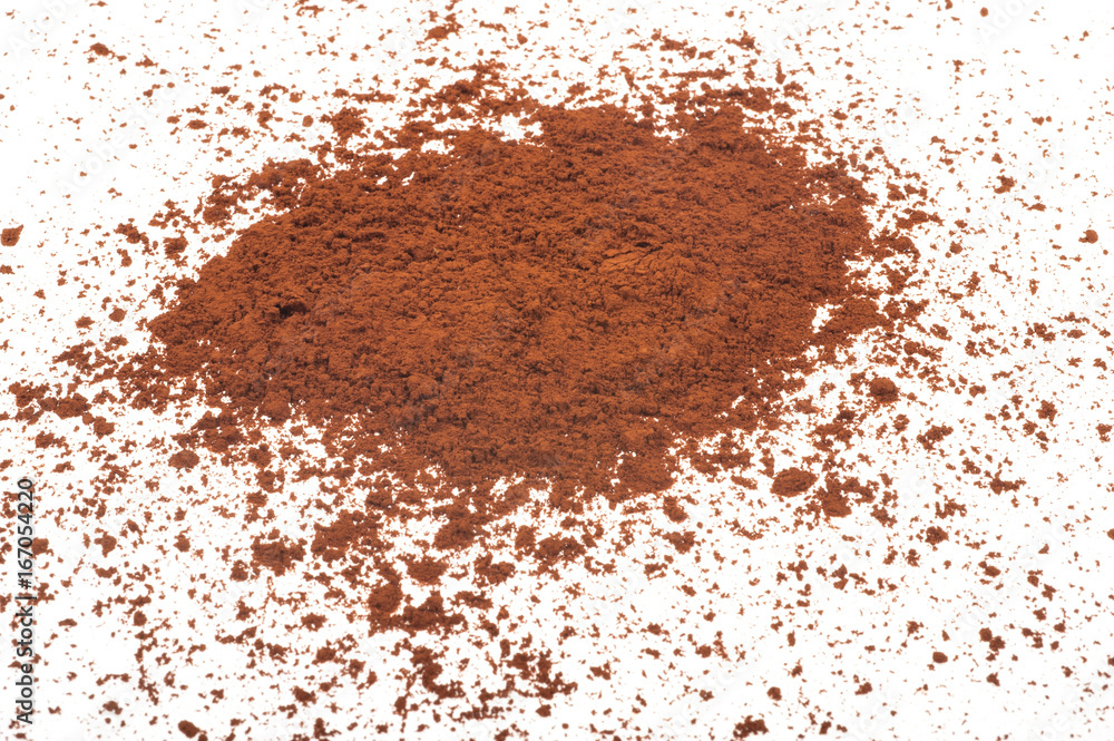Cocoa powder isolated on a white background Cocoa powder isolated on a white background