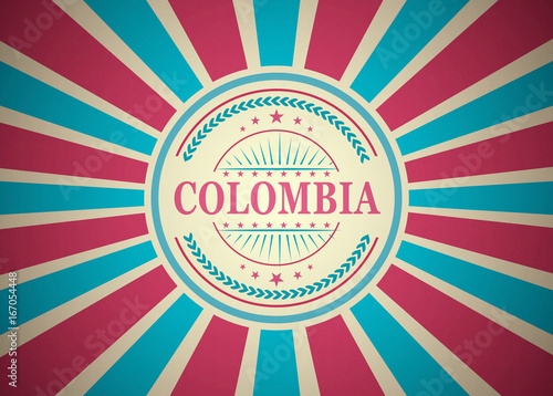Colombia Retro Vintage Style Stamp Background
