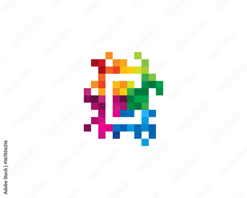 Letter C Pixel Color Mosaic Icon Logo Design Element Letter C Pixel Color Mosaic Icon Logo Design Element