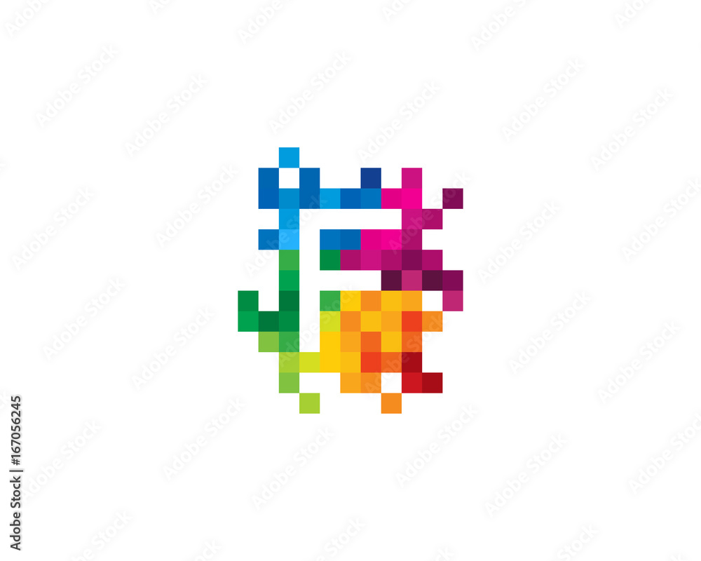 Letter F Pixel Color Mosaic Icon Logo Design Element Letter F Pixel Color Mosaic Icon Logo Design Element