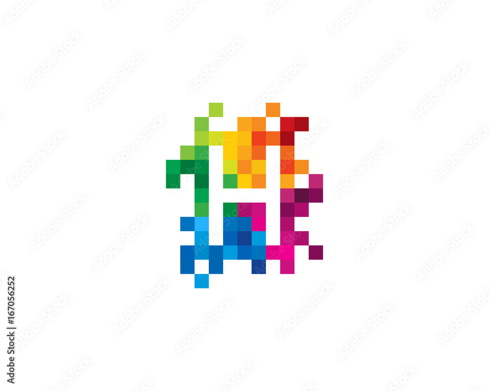 Letter H Pixel Color Mosaic Icon Logo Design Element Letter H Pixel Color Mosaic Icon Logo Design Element