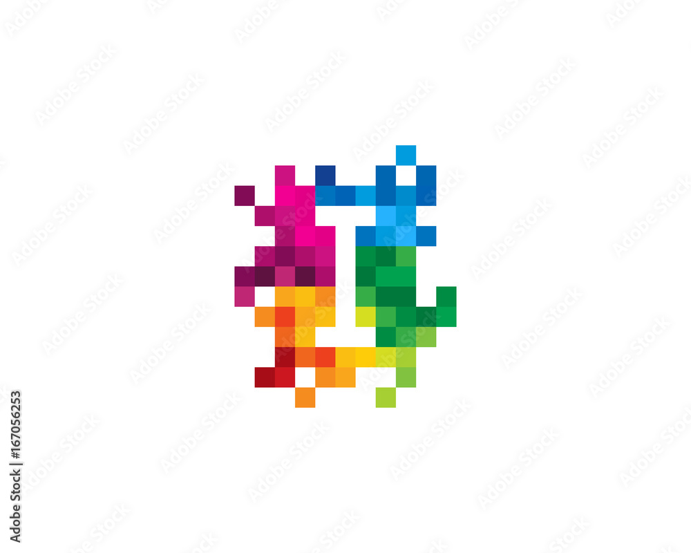 Letter I Pixel Color Mosaic Icon Logo Design Element Letter I Pixel Color Mosaic Icon Logo Design Element