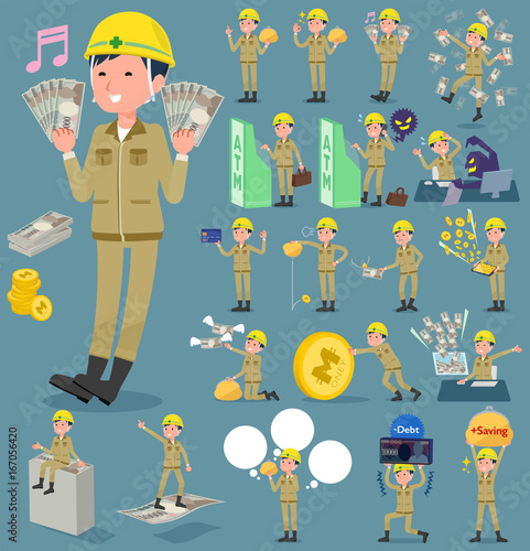 flat type helmet construction worker man_money