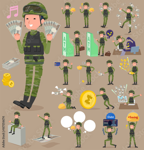 flat type military wear man_money