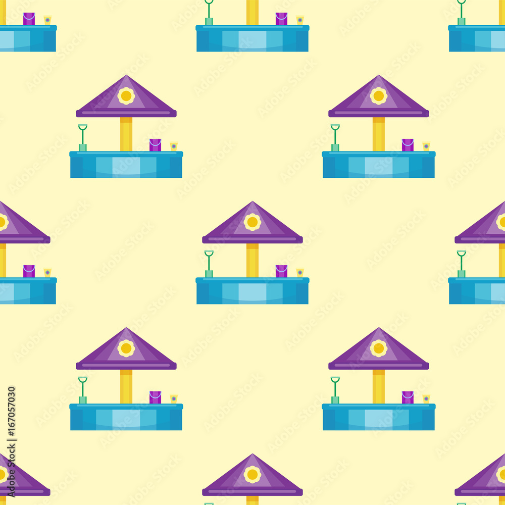 Children playground fun childhood seamless pattern play park activity flat vector illustration Children playground fun childhood seamless pattern play park activity flat vector illustration