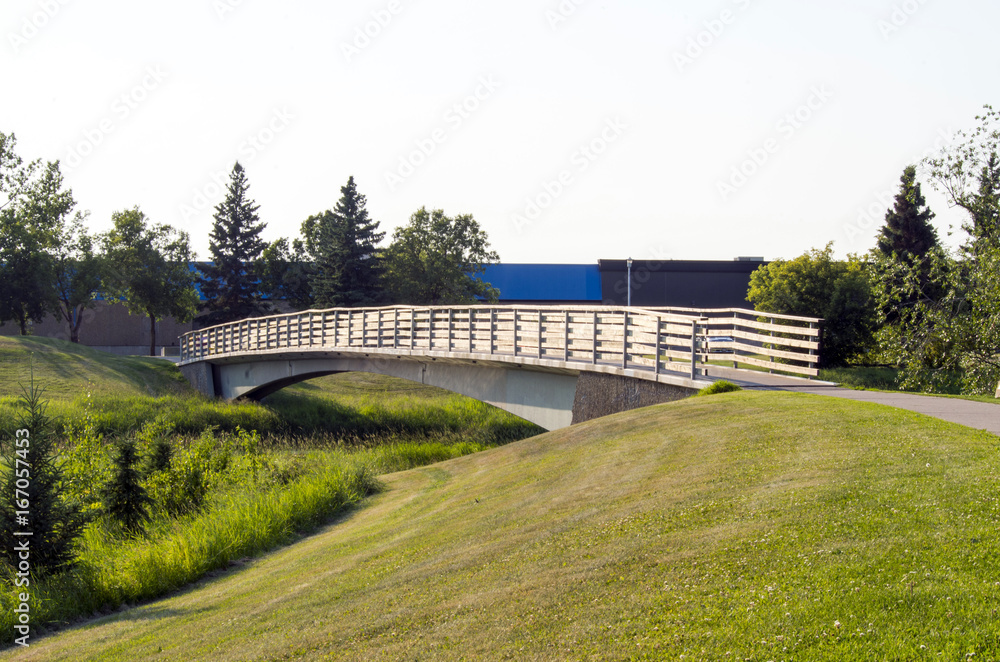 Pedestrian bridge in summer