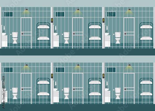 Rows of prison cells.