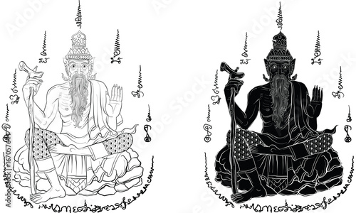 tiger in Thai traditional painting