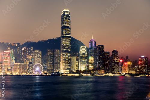 Hong Kong skyline view from kowloon side,colorful night life,cityscape © weedezign