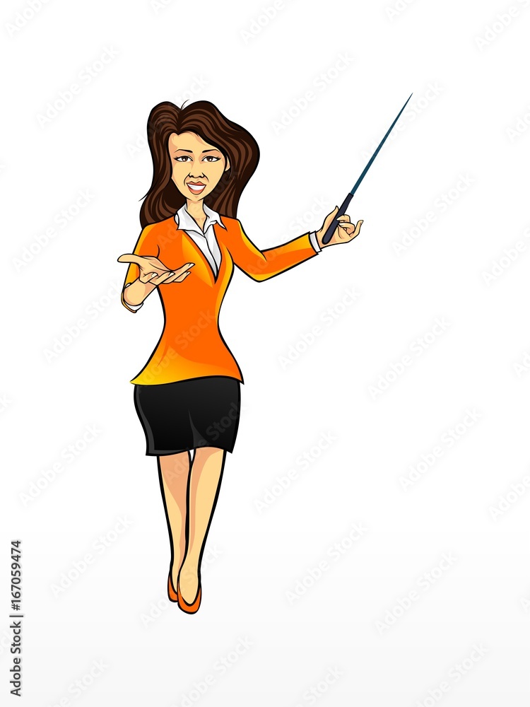 Girl Teacher character with pointer Illustration Logo Vector Girl Teacher character with pointer Illustration Logo Vector