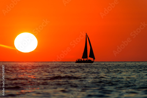 Ocean Sunset Sailboat Sailing Silhouette