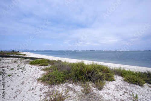 Fototapeta Naklejka Na Ścianę i Meble -  Silverstrand beach on Coronado Island, looking towards San Diego