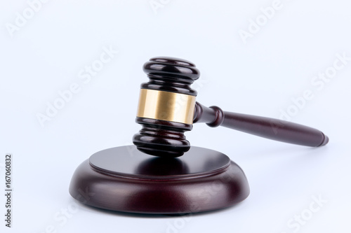 Wooden gavel on a white background. Law and justice concept.