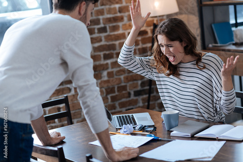 Angry furious woman gesticulating