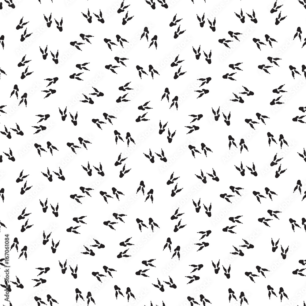 Minimal seamless pattern with dinosaur foots. Black and white colors. Vector illustration. Minimal seamless pattern with dinosaur foots. Black and white colors. Vector illustration.