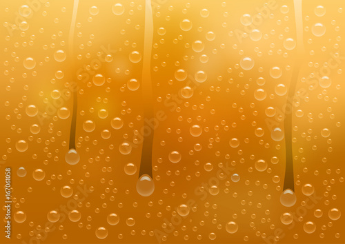 Vector texture of misted glass with beer and dripping water drops. For beer festival, advertising. Gradient mesh backgrounds.