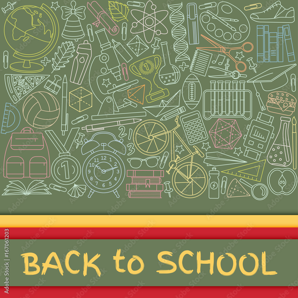 Obraz premium Back to school abstract background with paper cut shapes. Modern origami design template. Vector illustration.