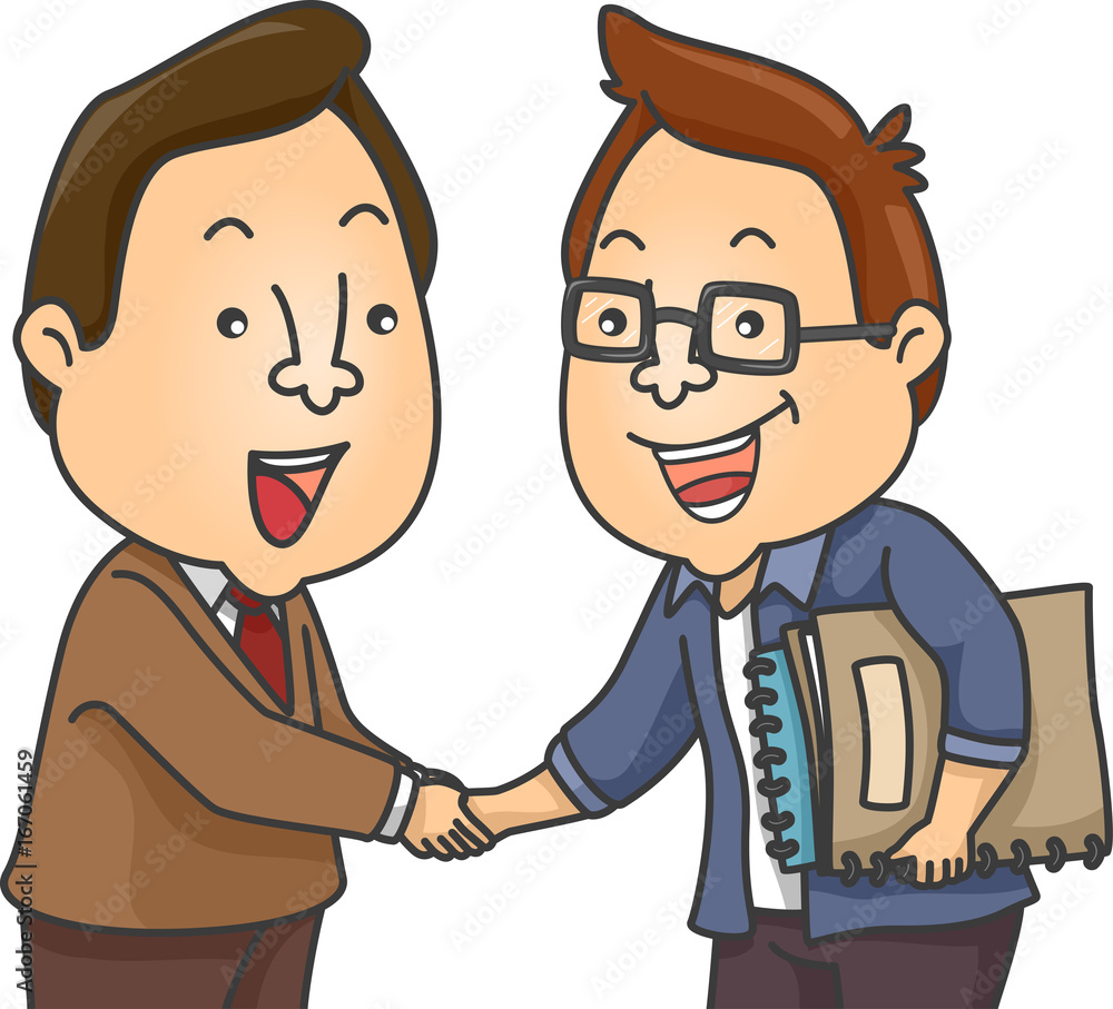 Man Shake Hands Writer Editor Man Shake Hands Writer Editor
