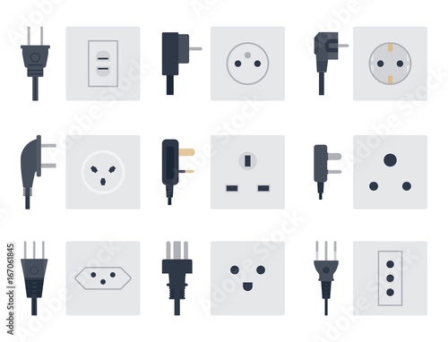 Electric outlet vector illustration energy socket electrical outlets plugs european appliance interior icon.