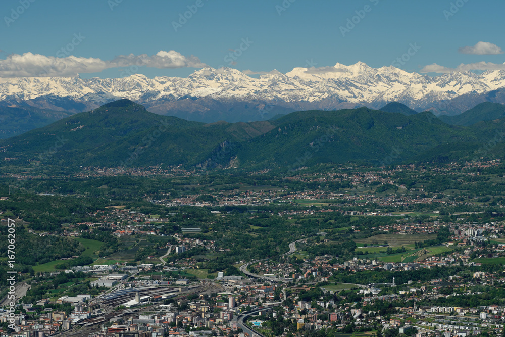 Cityscape in Front of Italian Alps