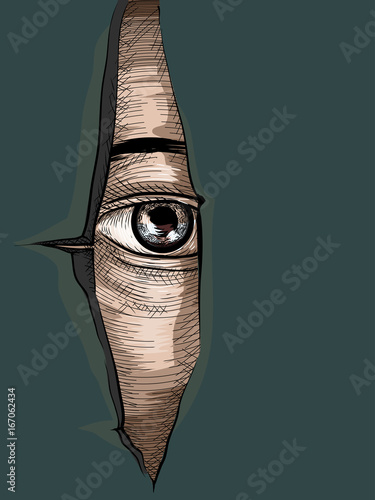 Eye Peeking Cross Hatching