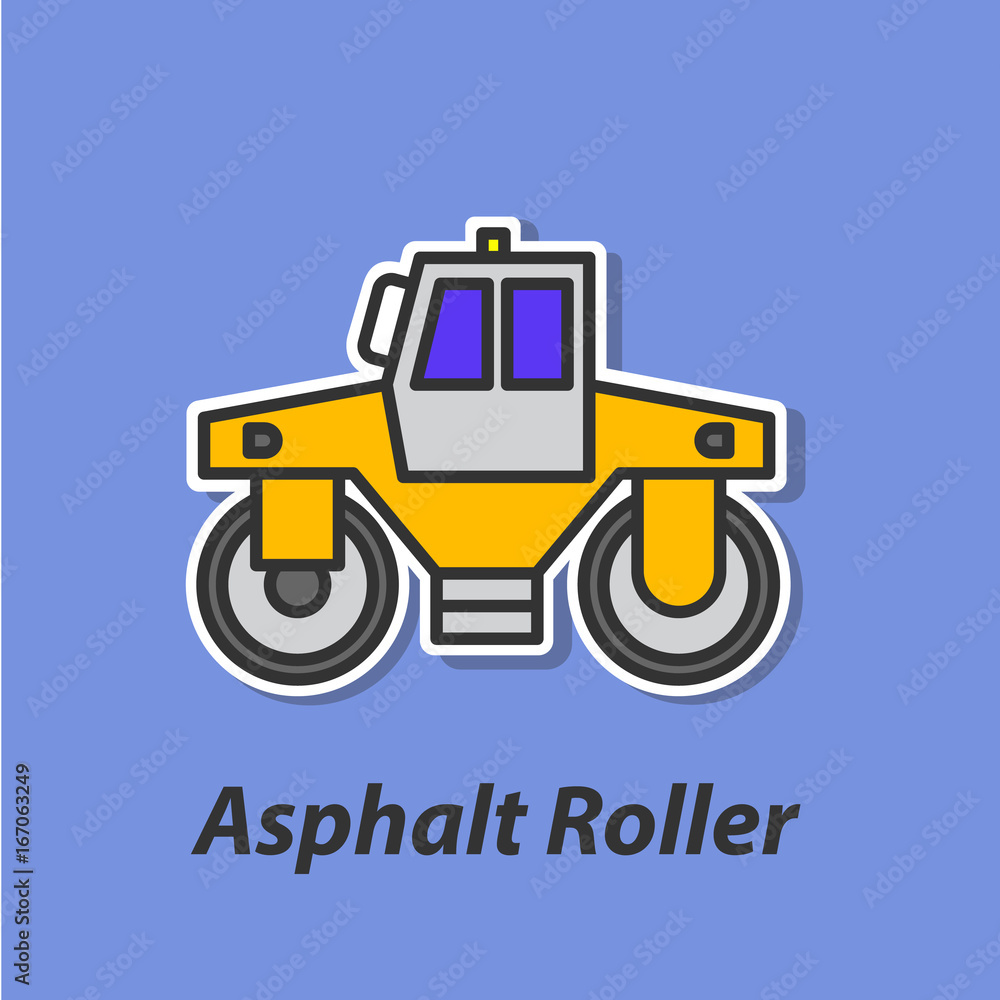 Asphalt roller color flat icon. Asphalt roller color flat icon.