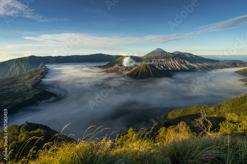Beautiful landscape of Bromo active valcano mountain, East Java, Indonesia