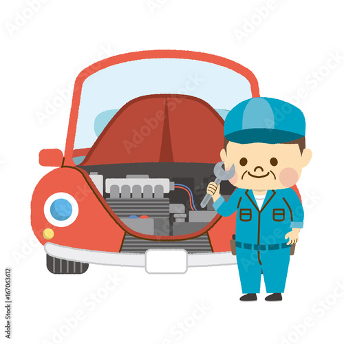  車を整備する男性