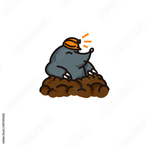 a mining mole wearing a helmet