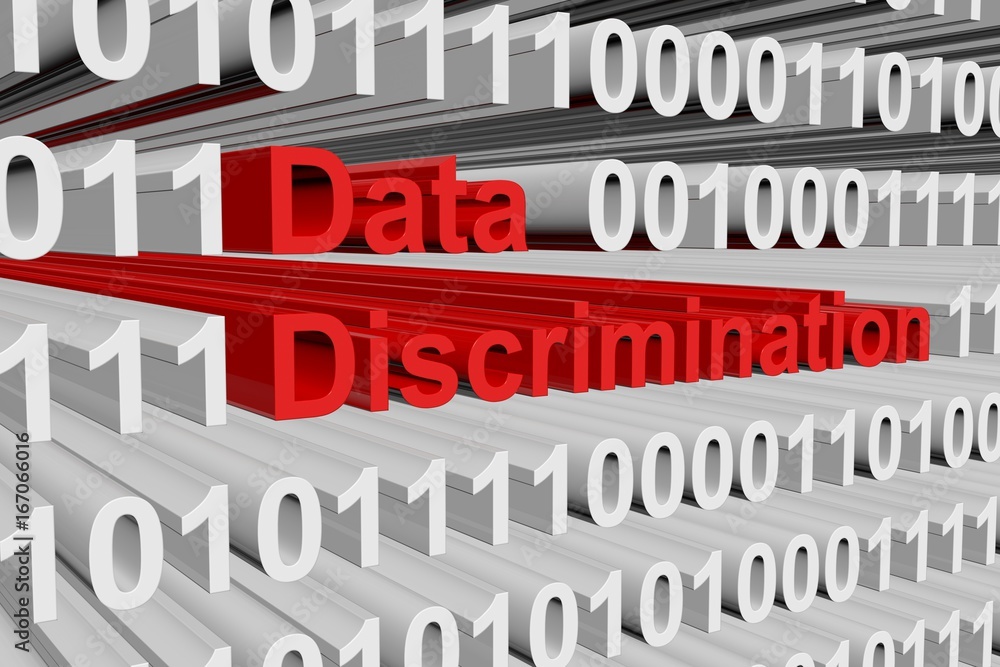Data discrimination in the form of binary code, 3D illustration