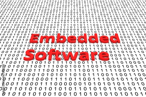 Embedded software in the form of binary code, 3D illustration