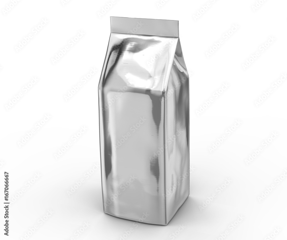 Silver coffee bean bag mockup Silver coffee bean bag mockup
