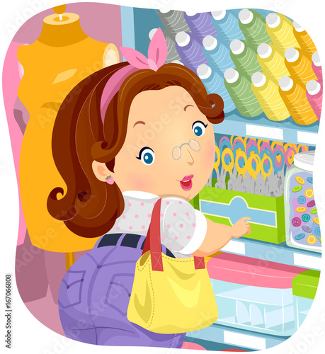 Girl Big Lady Shop Sewing N...