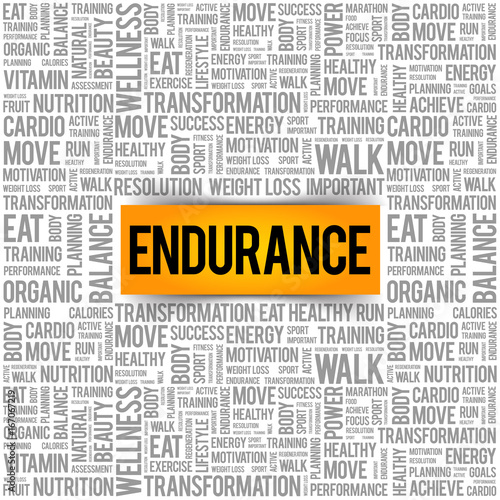 ENDURANCE word cloud collage, health concept background