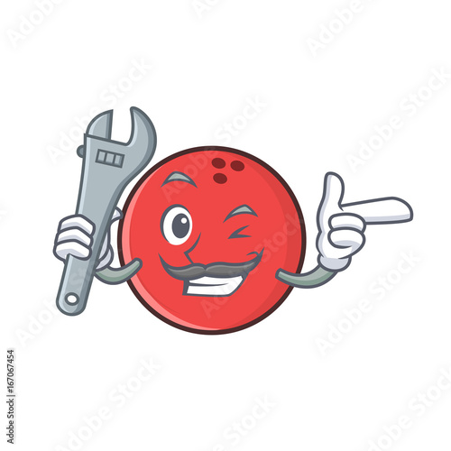 Mechanic bowling ball character cartoon