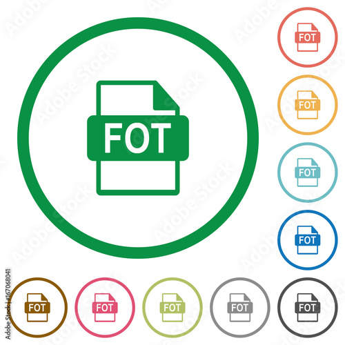 FOT file format flat icons with outlines