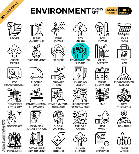 Environment & eco concept detailed line icons