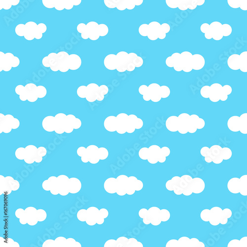 Seamless pattern with blue sky and white clouds