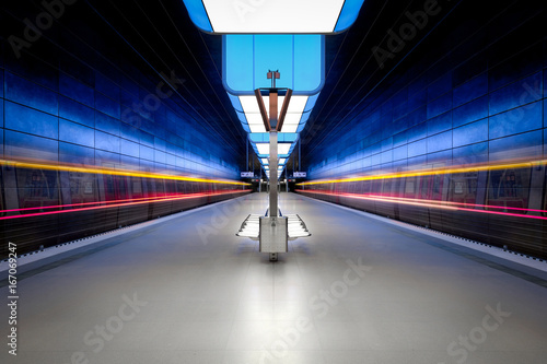 Long exposure of a modern underground station