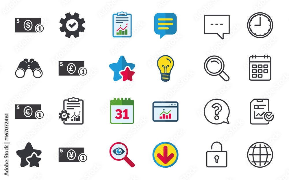 Cash money signs. Dollar, euro and pound icons. Cash money signs. Dollar, euro and pound icons.