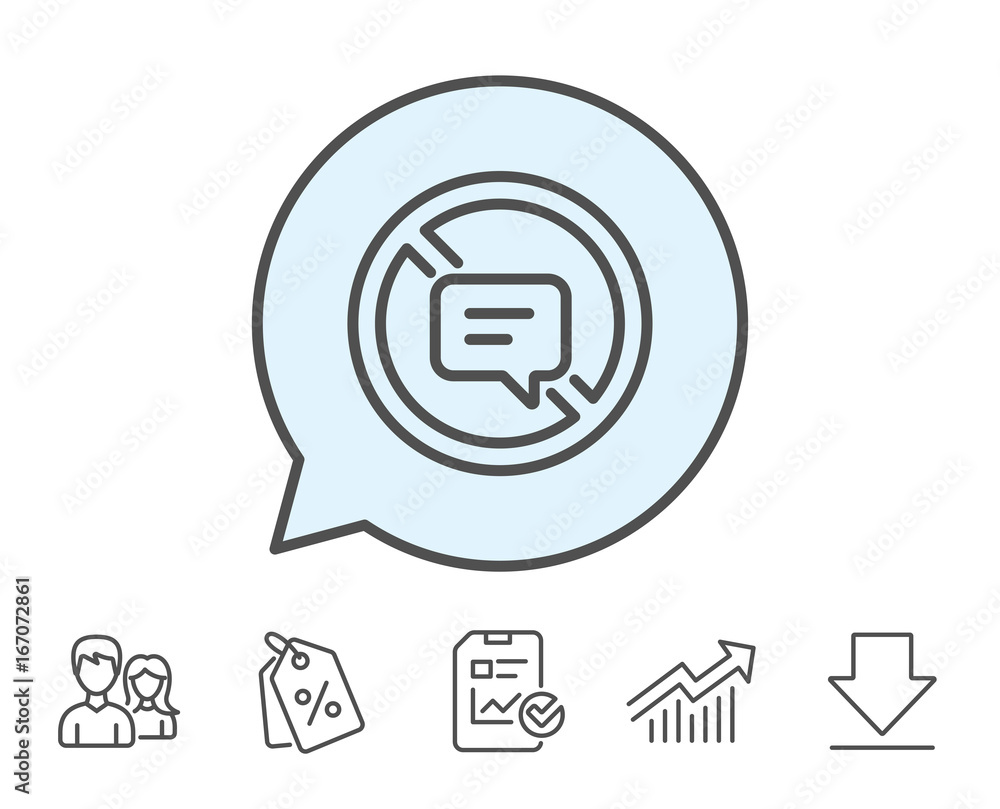 Stop talking line icon. Chat Message or SMS. Stop talking line icon. Chat Message or SMS.