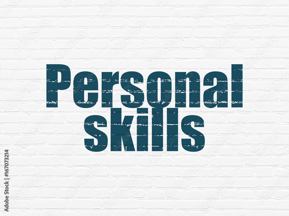Learning concept: Personal Skills on wall background
