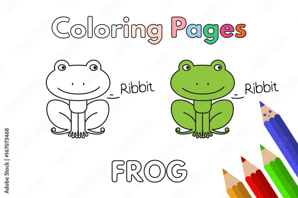 Fototapeta premium Cartoon Frog Coloring Book
