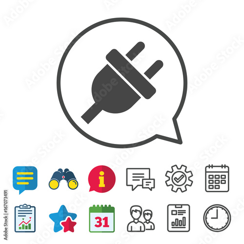 Electric plug sign icon. Power energy symbol.