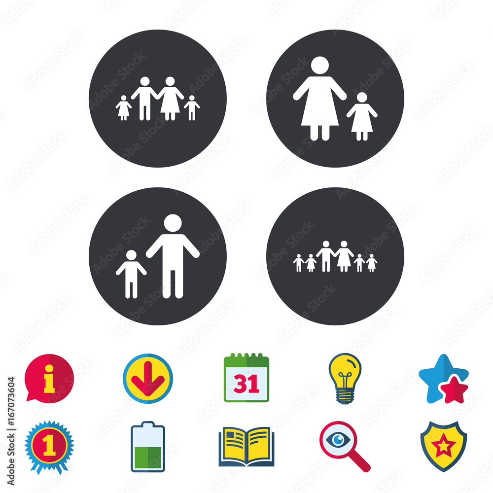 Family with two children sign. Parents and kids. Family with two children sign. Parents and kids.