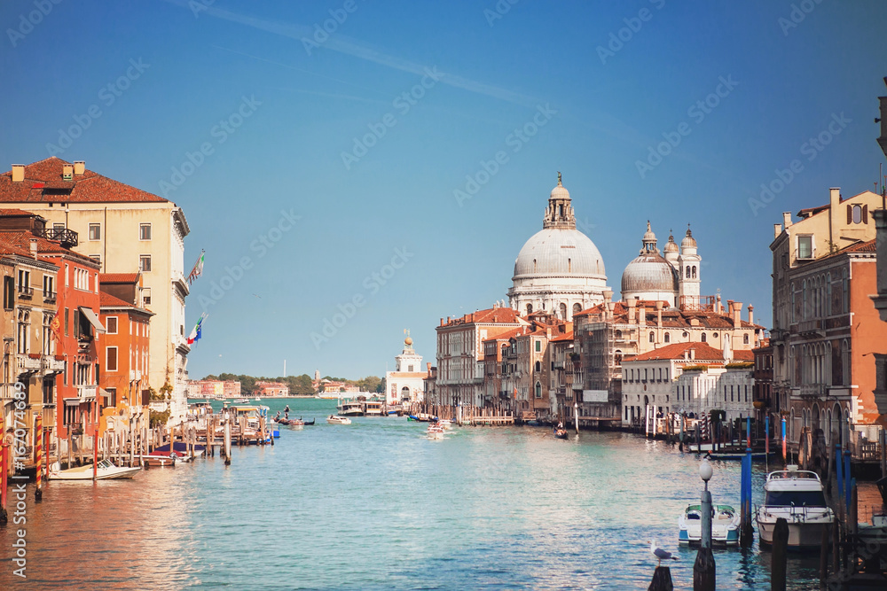 Venice, Italy. View of the Grand Canal and the Cathedral of Santa Maria della Salute