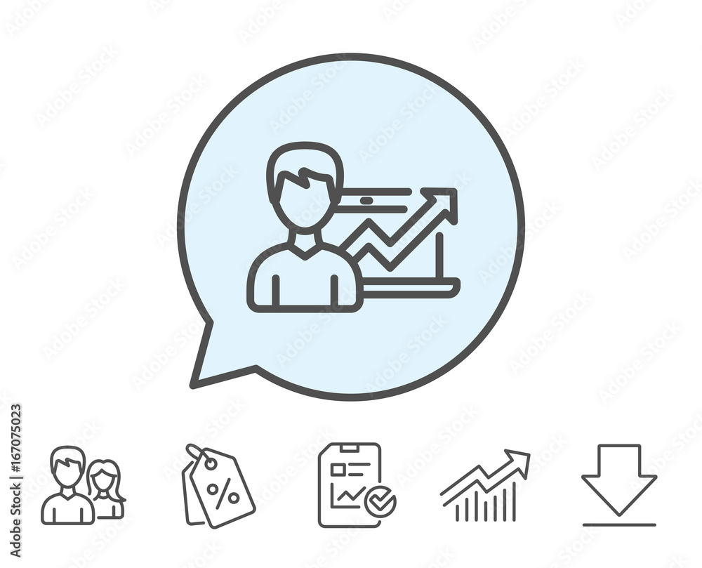 Business results line icon. Growth chart.